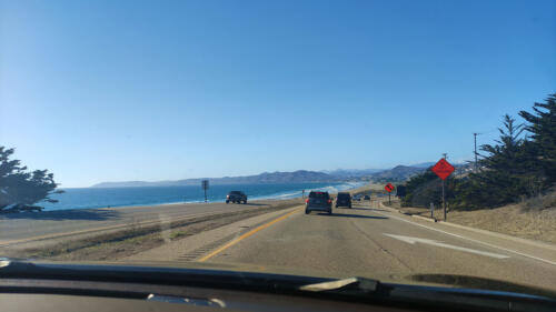 On the road at the pacific coast