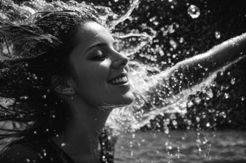 woman splashing water